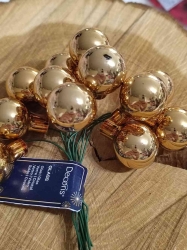 Skleněné kouličky na drátku 12 ks barva zlatá