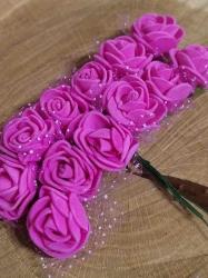 Růže na drátku s tylem Ø25 mm barva pink