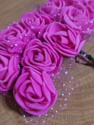 Růže na drátku s tylem Ø25 mm barva pink