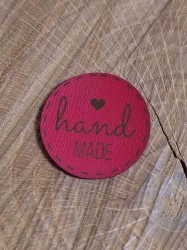 Nášivka / štítek z eko kůže - hand made barva červená