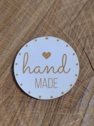 Nášivka / štítek z eko kůže - hand made barva bílá