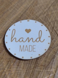 Nášivka / štítek z eko kůže - hand made barva bílá
