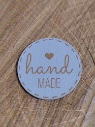 Nášivka / štítek z eko kůže - hand made barva šedá