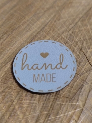 Nášivka / štítek z eko kůže - hand made barva šedá