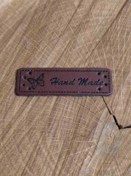 Eko kůže cedulka Handmade 15x50 mm barva hnědá tmavá