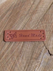 Eko kůže cedulka Handmade 15x50 mm barva hnědá