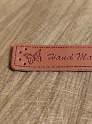Eko kůže cedulka Handmade 15x50 mm barva hnědá