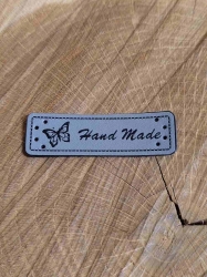 Eko kůže cedulka Handmade 15x50 mm barva šedá