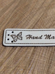 Eko kůže cedulka Handmade 15x50 mm barva krémová