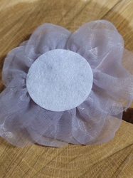 Organzový květ růže k našití a nalepení Ø8 cm barva šedá světlá