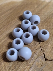 Plastové korálky matné s velkým průvlekem 10x12 mm barva šedá světlá