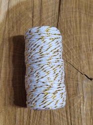 Bavlněná šňůra Ø1,5 mm s lurexem vánoční, barva bílá zlatá 