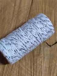Bavlněná šňůra Ø1,5 mm s lurexem vánoční, barva bílá stříbrná