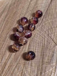 Skleněné korálky 8 mm balení 10 ks barva červená béžová