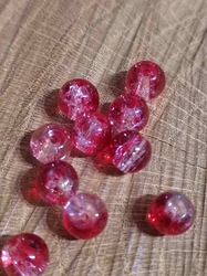 Skleněné korálky 8 mm balení 10 ks barva červená