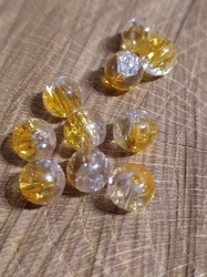 Skleněné korálky 8 mm balení 10 ks barva žlutá