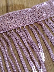 Flitrové třásně / prýmek šíře 15 cm barva pudrová