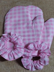 Dárková sada chňapky a gumičky scrunchie do vlasů