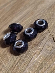 Plastové korálky s ploškami s velkým průvlekem 14,5x9 mm barva černá