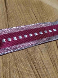Plátnová stuha 25mm barva bordo stříbrná
