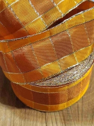 Kostková stuha 40mm barva oranžovo zlatá