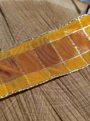 Kostková stuha 40mm barva oranžovo zlatá