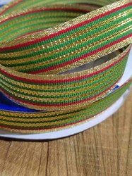 Stuha vánoční se zlatými proužky šíře 20 mm