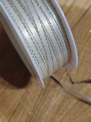 Stuha atlasová oboulící s rexorem šíře 3mm barva krémová zlatá