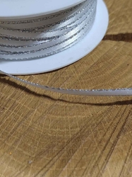 Stuha atlasová oboulící s rexorem šíře 3mm barva bílá stříbrná 