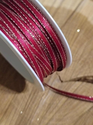 Stuha atlasová oboulící s rexorem šíře 3mm barva bordó  zlatá