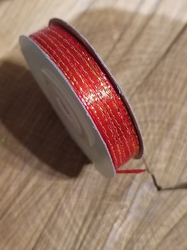 Atlasová stuha oboulící s lurexem šíře 3 mm barva červeno zlatá