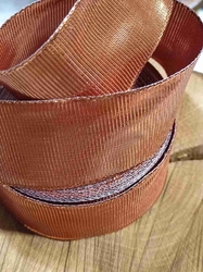Stuha s drátem šíře 40 mm barva hnědá rezavá
