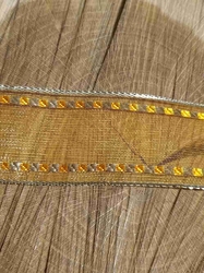 Stuha s drátem šíře 40 mm barva oranžová zlatá