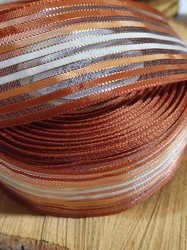 Stuha s drátem šíře 40 mm barva hnědá rezavá béžová