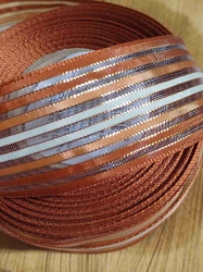 Stuha s drátem šíře 40 mm barva hnědá rezavá béžová
