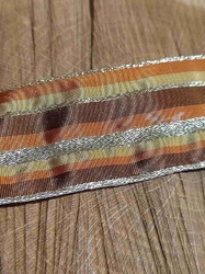 Stuha s drátem šíře 40 mm barva hnědo zlatá