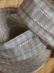 Stuha káro s drátem šíře 40 mm barva bílá béžová