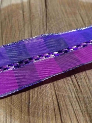 Stuha káro s drátem šíře 40 mm barva růžová fialová stříbrná