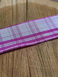 Stuha káro s drátem šíře 40 mm barva růžová bílá