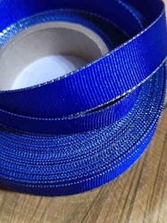 Rypsová stuha s metaloplastem šíře 15 mm barva modrá stříbrná