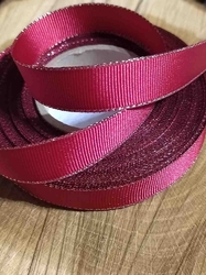 Rypsová stuha s metaloplastem šíře 15 mm barva bordó  zlatá