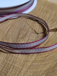 Plátnová stuha šíře 5 mm barva stříbrná bordó 