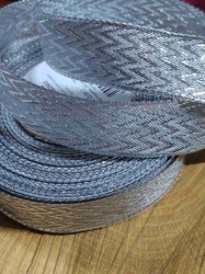 Plátnová stuha s drátem šíře 22 mm barva stříbrná