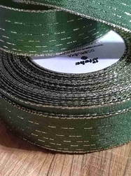 Plátnová stuha s drátem šíře 22 mm barva zelená zlatá