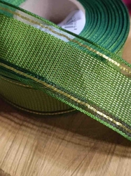 Stuha s drátem šíře 40 mm barva zelená zlatá 
