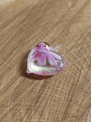 Skleněný přívěsek srdce 21x21 mm barva růžová