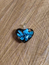 Skleněný přívěsek srdce 21x21 mm barva tyrkys