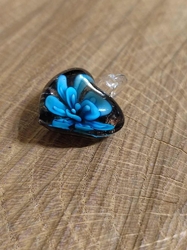 Skleněný přívěsek srdce 21x21 mm barva tyrkys