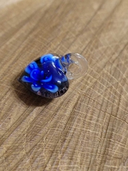 Skleněný přívěsek srdce 21x21 mm barva modrá