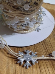 Stuha hvězdy a perly barva krémová stříbrná